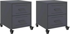 vidaXL Noptiere, 2 buc., antracit, 36x39x43,5 cm, oțel