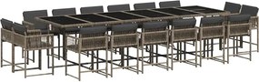 vidaXL Set mobilier de grădină cu perne, 17 piese, gri, poliratan
