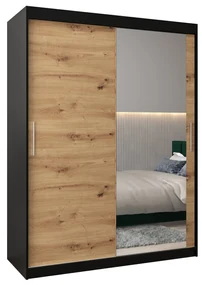 Dulap de haine 150 cm Toki 2 (negru mat + stejar artisan). 1064991