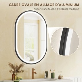 HOMCOM Oglindă baie iluminare LED 50x70cm, oglindă iluminată de perete cu comutator tactil, lumină 3 culori | Aosom Romania