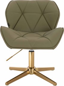 HR111CROSS Scaun Khaki Piele Ecologica Premium Soft cu Bază Aurie