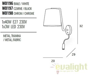 Aplica perete moderna cu reader LED CHICAGO crom W0198 MX