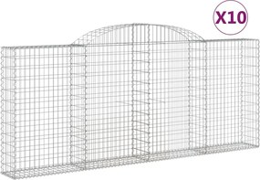 vidaXL Coșuri gabion arcuite 10 buc, 300x30x120/140 cm fier galvanizat