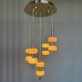 Candelabru din Marmura Naturala 5 Brate cu Led, Desing Vintage, Finisaj Gold - Bussy Lighting  2316-5+L3