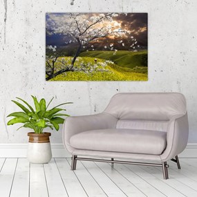 Tablou - Peisaj cu pomul înflorit (90x60 cm)