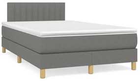 vidaXL Pat box spring cu saltea, gri închis, 120x190 cm, textil