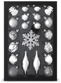 Set de ornamente de Crăciun 25 buc. argintii