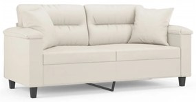 3153300 vidaXL Canapea cu 2 locuri, perne&pernuțe crem 140 cm piele ecologică