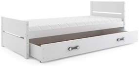 Supermobel Pat pentru copii BARTEK, 90x200, alb + sPatiu depozitare + saltea + somiera
