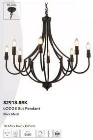 Candelabru cu 8 brate design rustic Lodge negru