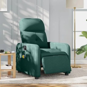 vidaXL Fotoliu electric de masaj rabatabil, verde închis, textil