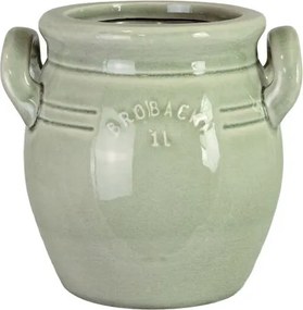 Ghiveci din ceramică glazurată manual 1L verde deschis înalt, „Brobacka"