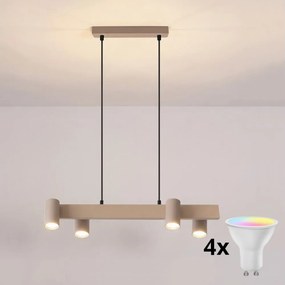 Brilagi - Lustra LED RGBW dimabilă pe cablu SELE 4xGU10/6,5W/230V bej