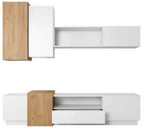 Mobilier Living TRIO Stejar Craft Auriu/Alb