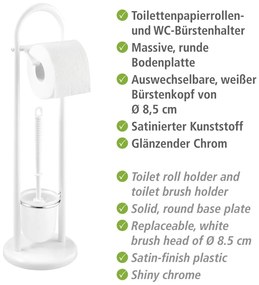 Perie de toaletă cu suport pentru hârtie Wenko Siena, alb
