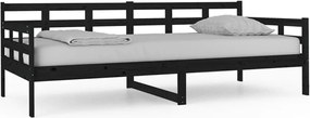 vidaXL Pat de zi, negru, 90x200 cm, lemn masiv de pin
