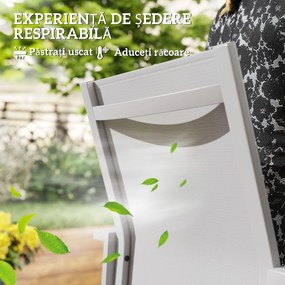 Outsunny Set de 2 Scaune de Grădină cu Cadru din Aluminiu, Plasă Respirabilă și Cotiere, 56x58x89 cm, Gri Deschis | Aosom Romania