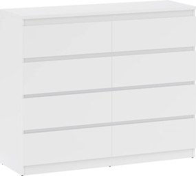 HOMCOM Comodă 8 Sertare cu Mânere Canelate 120x39x100 cm Alb | Aosom Romania