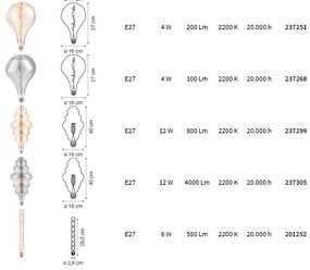 Bec LED E27 VINTAGE 06W LINEAR AMBRA 2200K 201252 IDL