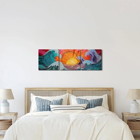 Tablou - Mozaic de valuri (cu ceas) (90x30 cm)