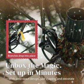 HOMCOM Brad de Crăciun Artificial 210 cm cu 2641 Ramuri Ignifuge, Brad de Crăciun Artificial Dens și Realist cu Bază Metalică Pliabilă, Asamblare Ușoară, pentru Casă și Spații Interioare, Verde | Aosom Romania