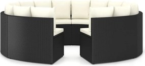 vidaXL Set mobilier de grădină cu perne, 8 piese, negru, poliratan