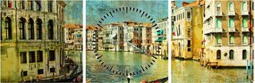 Tablou - Canalul de la Veneția și gondole (cu ceas) (90x30 cm)