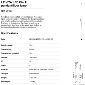 Lampa LED podea/tavan design modern deosebit LE VITA LED Black 29699