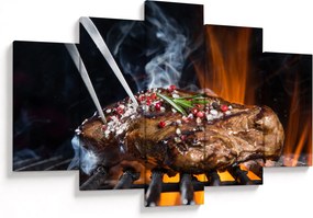 Tablou cu steac pe grill (150x105 cm)