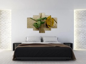 Tablou - Vintage trandafiri galbeni (150x105 cm)