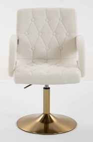 HR8404N Scaun Crem Boucle cu Bază Aurie