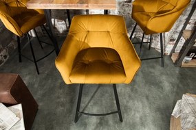 Neînvins Scaun de bar Loft catifea galben mustar