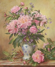 Reproducere AB/302 Vase of Peonies and Canterbury Bells, Williams, Albert