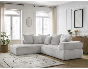 Colțar gri deschis cu tapițerie din chenille (cu colț pe partea stângă/în formă de ”L”) Whesley – Bobochic Paris