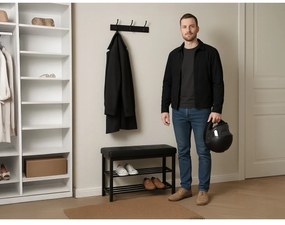 Suport pentru pantofi cu scaun, negru
