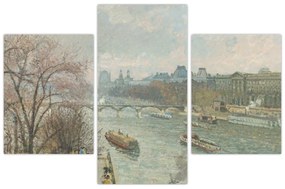 Tablou - Camille Pissarro, The Louvre, Afternoon, Rainy Weather, reproducere (90x60 cm)