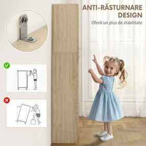 HOMCOM Mobilier de Depozitare cu 2 Dulapuri și Rafturi Reglabile din Lemn Stejar | Aosom Romania