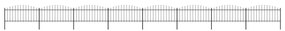 Gard de gradina cu varf sulita, negru, (0,5-0,75) x 13,6 m otel 1, 50-75 cm, 13.6 m