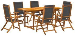 3279269 vidaXL Set mobilier de grădină, 7 piese, lemn masiv acacia/textilenă