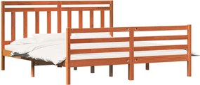 vidaXL Cadru de pat cu headboard Maroniu cerat 180 x 200 cm