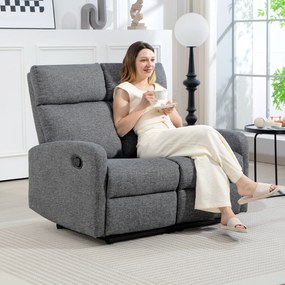 HOMCOM Sofa cu 2 locuri, spătare reglabile individual, suport de picioare, material textil, oțel, Gri | Aosom Romania