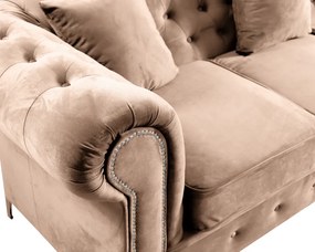 Canapea extensibilă de lux 2 locuri, stofă maro deschis Velvet, ROMANO