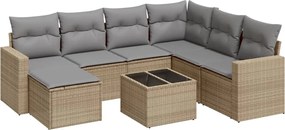 vidaXL Set canapele de grădină, 8 piese, cu perne, bej, poliratan