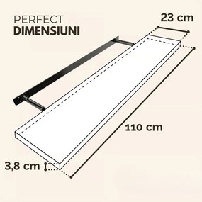 Poliță de perete FIGO + consolă, 110cm, negru Casaria