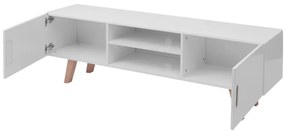 Stativ TV, alb lucios, 150 x 35 x 48,5 cm, MDF