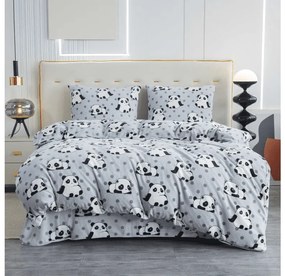 Lenjerie de pat microplus PANDA gri Dimensiune lenjerie de pat: 2 buc 70 x 90 cm | 200 x 220 cm