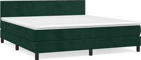 vidaXL Pat box spring cu saltea, verde închis, 180x200 cm, catifea