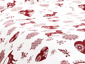 Lenjerie de pat din bumbac alba HEARTS AND REINDEER Dimensiune lenjerie de pat: 70 x 90 cm | 140 x 200 cm