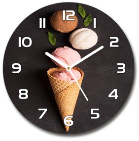Ceas rotund de perete din sticlă Înghețată într-un con de vafe