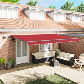 Marchiză manuală retractabilă vidaXL cu LED Roșie 500x300 cm